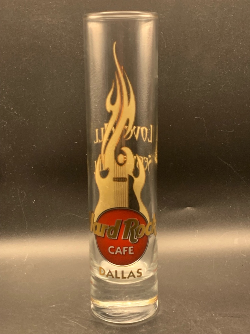 Vintage Hard Rock Cafe Dallas Large Guitar Shot Glass Shotglass Love All Serve